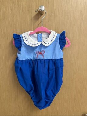 Red White and Blue Girls Bubble with Bow